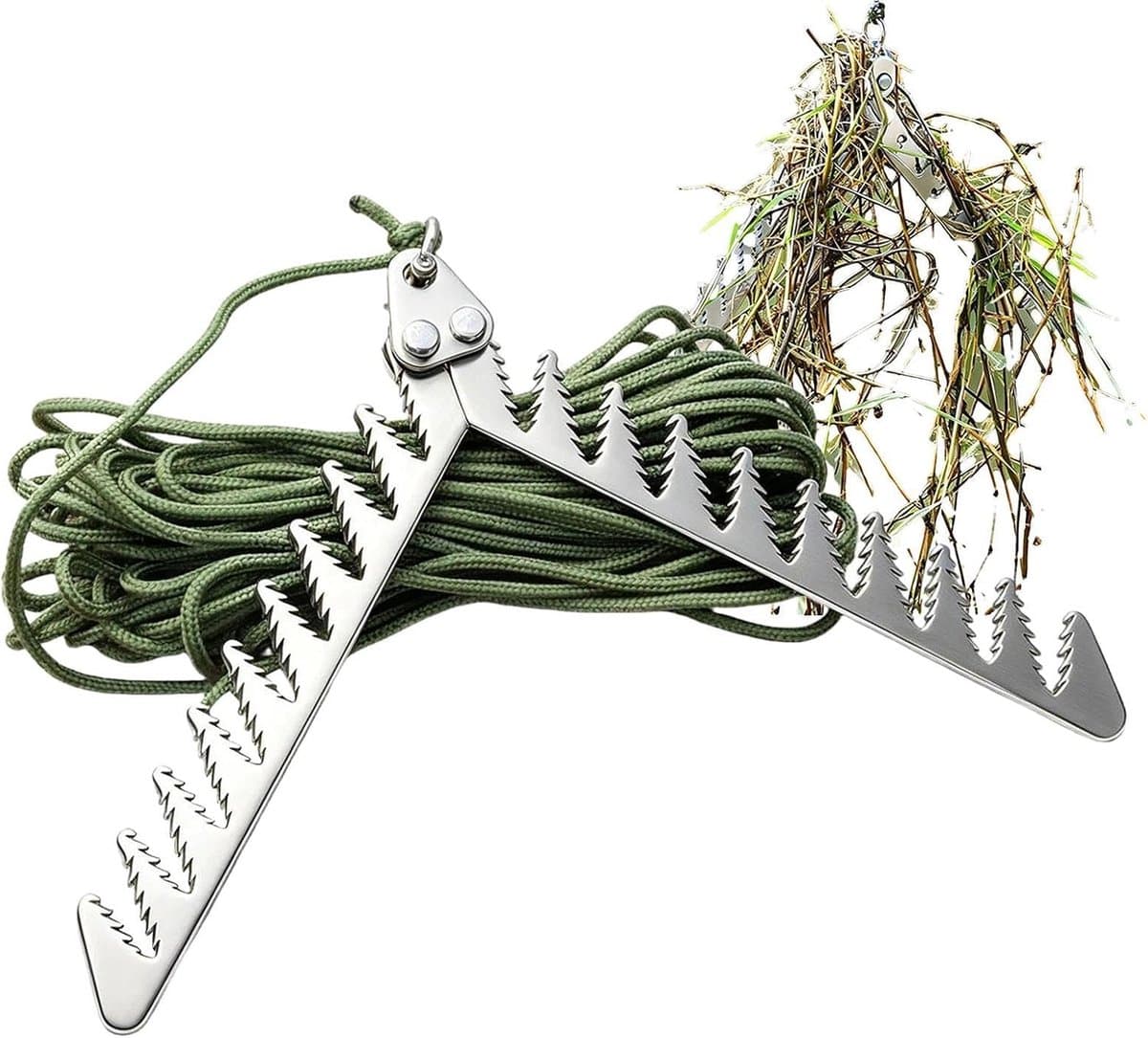 Waterplantenmaaier - Gras Snijder - Wateronderhoud - Haaientand Vertanding - 20 meter touw - Zilver — afbeelding 1