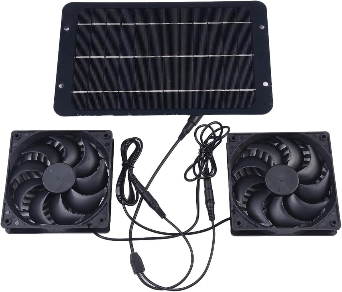 Ventilator op zonne-energie - Dubbele afzuiging - Luchtcirculatie buiten - Waterdicht metalen rooster - 29 x 19 x 5 cm — afbeelding 1