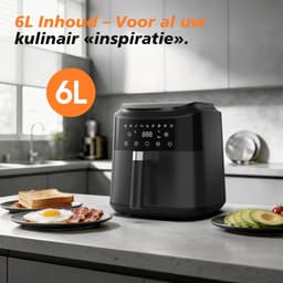 Airfryer - 6L inhoud - 1650W voor snel koken - 9 programma's - LED-display en warmhoudfunctie - metalen binnenzijde - olievrije Heteluchtfriteuse voor gezinsmaaltijden - receptenboek - gemakkelijk schoon te maken — thumbnail 2
