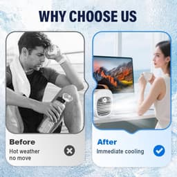 Mini airconditioner - Draagbare airconditioner - Draagbare airconditioner voor de slaapkamer - Draagbare airconditioner met ventilator - Oplaadbare persoonlijke luchtkoeler - Geschikt voor slaapkamer, reizen, kantoor, buiten en binnen - Blauw — thumbnail 4