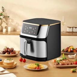 Airfryer - XXL – Heteluchtfriteuse – 2400W/2800W – 8L - RVS & Touchscreen – Multifunctionele Elektrische Friteuse - Olievrij Frituren - Zwart — thumbnail 5