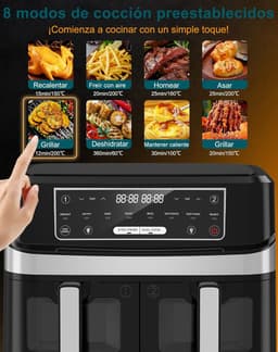 Heteluchtfriteuse - Dubbele mand - Gezond koken - XXL capaciteit - 10 liter - Zwart — thumbnail 5
