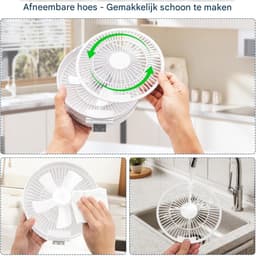 GELLDG Tafelventilator - USB Ventilator met Display - Opvouwbaar Bureaumodel - 17x18,5x8,5cm - 3 Snelheden, Timer, Draaibaar - Geschikt voor Kantoor en Kampeer - Kunststof - Incl. Afstandsbediening en Lamp — thumbnail 2