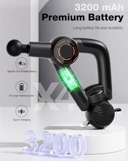 SnelShoppen - 3-in-1 Massage Gun - Diepe Weefselmassage - 16 mm Amplitude - Hoge Frequentie Vibration Therapie - Spier- en Skeletpijn Verlichting — thumbnail 2