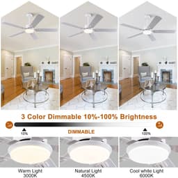 MIVRAY Plafondventilator met Verlichting – 52 Inch 6 Snelheden Dimbare LED Afstandsbediening – Metaal en Hout – Wit Licht Eiken – Woonkamer Slaapkamer — thumbnail 3