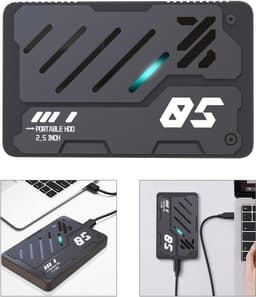 Externe Harde Schijf - Draagbare SSD Mobiele Opslag - Bestanden Opslaan - Aluminium Behuizing - 25 inch - Grijs — thumbnail 5