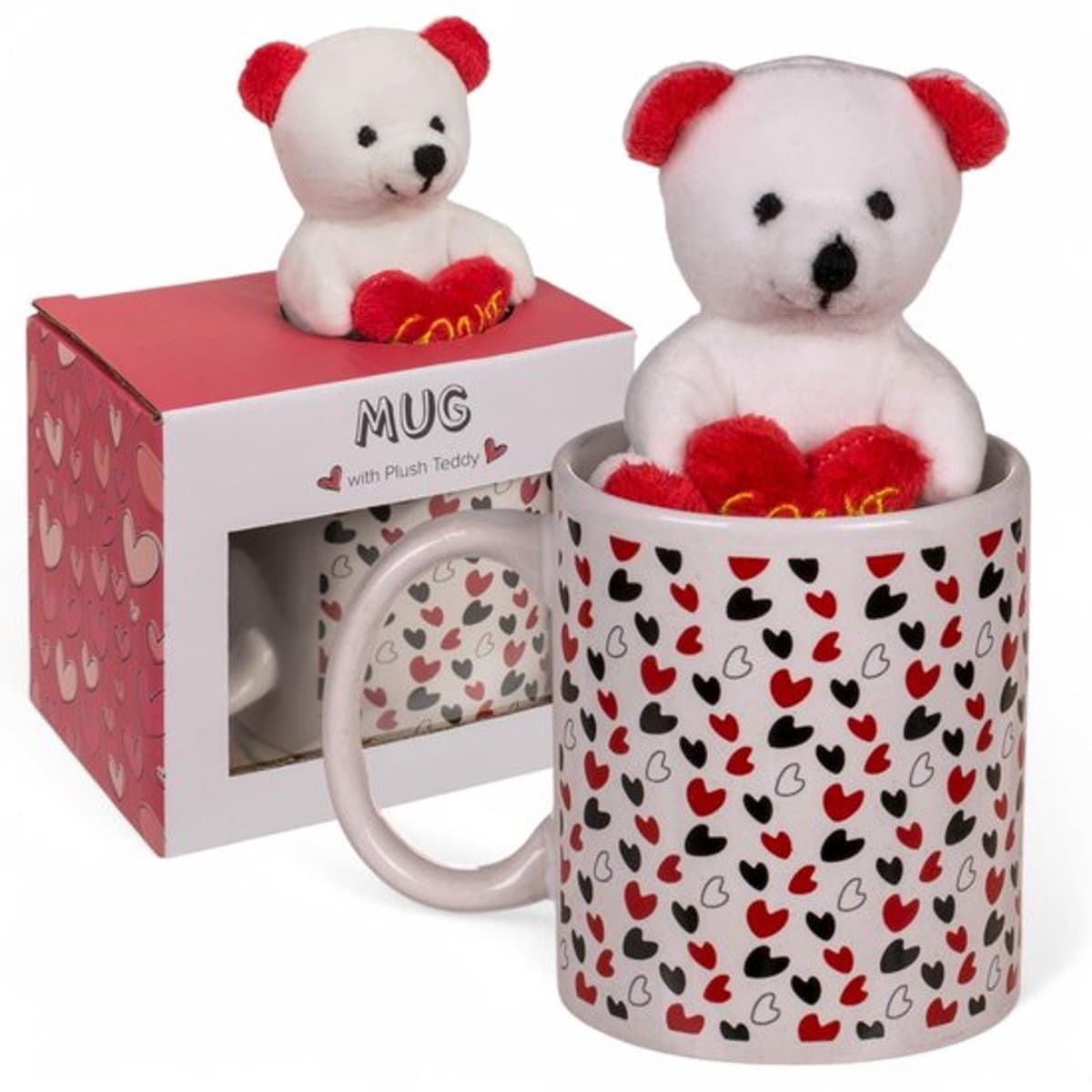 Mok met Hart en Pluche Teddybeer - 380 ml Koffiemok, Theebeker, Aardewerk Handvat, Souvenir voor Verliefden — afbeelding 1