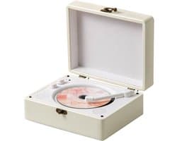 Oplaadbare leren cd-speler met luidspreker, Bluetooth-zender, ideaal als kerstcadeau, achtergrondmuziekspeler voor in huis, wit.
