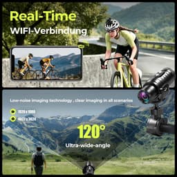 SnelShoppen - AIKER Dashcam Motorfiets - Verbeterde WiFi Motorcamera 1080p HD, 120° Groothoek, Waterdicht IP66, Lange Batterijduur, Automatische Nivea — thumbnail 2