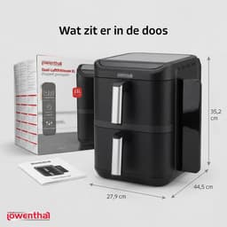 Airfryer Dubbel - Hete Lucht Oven - Gezond Koken - Twee Manden Tegelijk - 11 Liter - Zwart — thumbnail 3