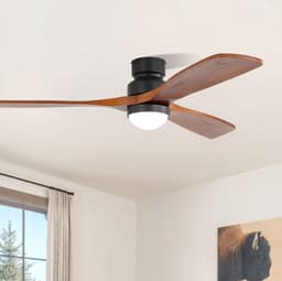 DESMIU Plafondventilator 132 Cm - Met LED-Verlichting, Dimbaar, Memoryfunctie En 6 Snelheden - Voor Woonkamer En Slaapkamer - Hout Zwart — thumbnail 3