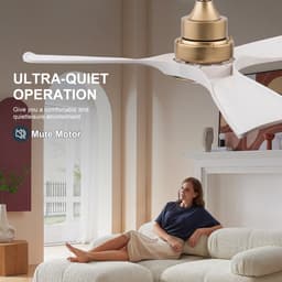 HAUSS SPOLE Ventilator - Plafondventilator Met Verlichting - 132 Cm - ABS - Wit Goud - Met Afstandsbediening, Omkeerbare DC Motor En Geheugenfunctie — thumbnail 4