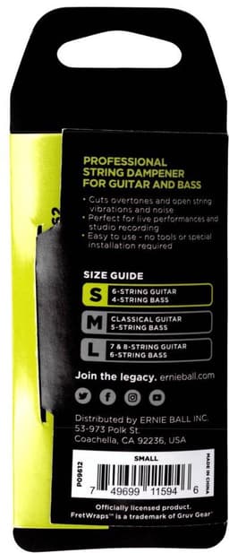 Ernie Ball FretWrap by Gruv Gear - Snaardemper - Gitaar en Bas - Maat Small - Zwart — thumbnail 3
