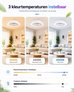 Slimme Plafondventilator met Lamp 50cm - RGB LED Verlichting - Dimbaar - App Bediening - Afstandsbediening - Google Home & Alexa - 6 Snelheden - Stille Ventilator voor Slaapkamer en Woonkamer — thumbnail 3