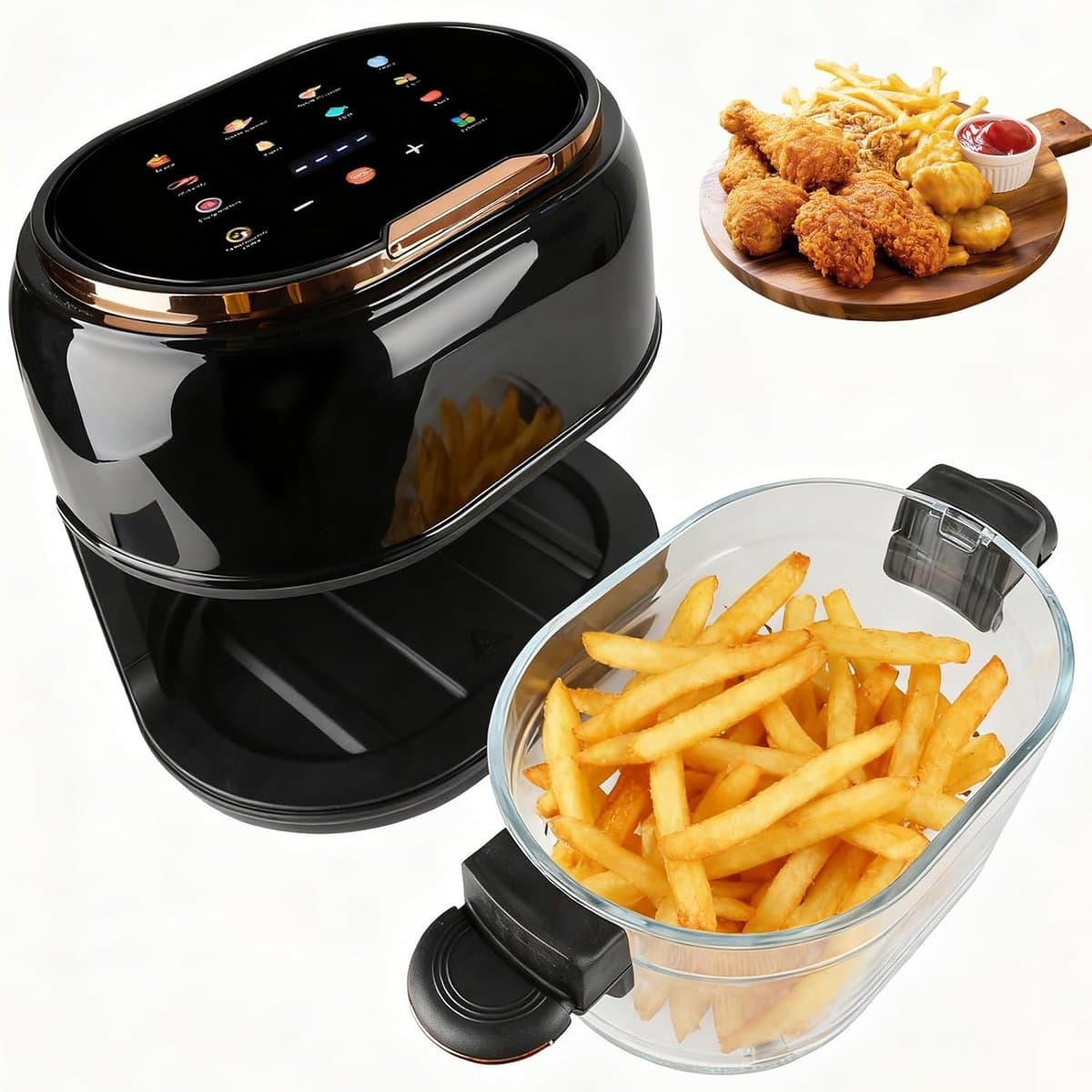 SnelShoppen - Airfryer 5L - 9-in-1 Heteluchtfriteuse met Glazen Mand en Touchscreen - Gezond Frituren, Grillen, Bakken, Roosteren - Ideaal voor Keuken — afbeelding 1