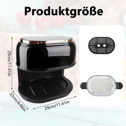 Heteluchtfriteuse - Zwart - 5 liter - Multifunctionele Airfryer met Glazen Mand en Touchscreen - Voor het Hele Gezin — thumbnail 3