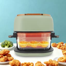 Airfryer met Venster - Heteluchtfriteuse Olievrij - Gezond Koken - 360° Luchtcirculatie - 4 Liter - Groen Zwart — thumbnail 2