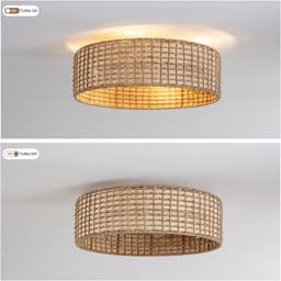 COVREO Plafondlamp met ventilator 50x50x20 cm koper - rotan en kunststof - app en afstandsbediening — thumbnail 5