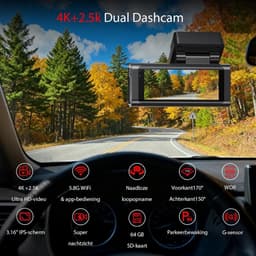 TYR® Draadloze Dashcam - Dashcam met CarPlay - Draadloos CarPlay-Scherm - Zwart - 4cm x 9cm x 6cm — thumbnail 2