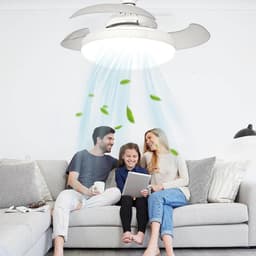 Plafondventilator met Verlichting - Ventilatorlamp Plafondkoeler - Comfort Verbeteren - Intelligente Dimfunctie - 38 x 13.5 cm - Crèmekleurig — thumbnail 1