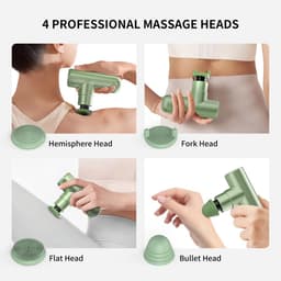 SnelShoppen - FITMIND Mini Massagepistool 11cm - Draagbare Spiermassage Gun - Lichtgewicht Massageapparaat met 4 Massagekoppen - Verlicht Spierpijn - — thumbnail 3