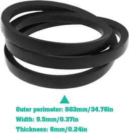 SnelShoppen - 2 Stuks Grasmaaier Riem 580364608 Compatibel met Husqvarna en Poulan - 883 mm Buitenomtrek, 9,5 mm Breed, 6 mm Dik - Tuinaccessoire voor — thumbnail 3