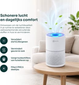 H Élite Luchtreiniger Wit - luchtbevochtiger - air purifier - luchtreiniger slaapkamer - luchtreiniger huisdieren - luchtbevochtiger draadloos — thumbnail 2