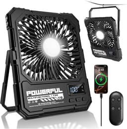 Oplaadbare Campingventilator met LED – 20000mAh – Afstandsbediening – USB Ventilator met Powerbank – Zwart — thumbnail 1
