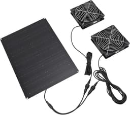 Zonneventilator - Afzuigventilator - Kas Ventileren - Zonne-energie Aangedreven - 36 x 25 x 5 cm - Zwart — thumbnail 5