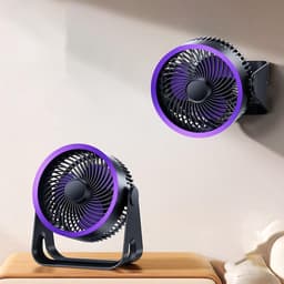 Kleine USB Ventilator - Draagbare Fan - Persoonlijke Koeling - 360 Graden Verstelbaar - 16.9x18.9x9.3cm - Paars Zwart — thumbnail 3
