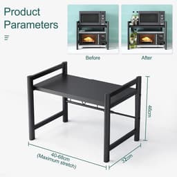 Omgoods - Uitschuifbare Magnetron Rack met 6 Haken voor Keukenorganisatie — thumbnail 3