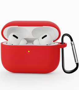 Hoesje - Geschikt voor Apple Airpods Pro 3 - Siliconen Hoes met Clip - Silicone Case Cover - Rood — thumbnail 1