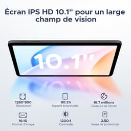 DOOGEE Tab A9 Pro - Android 15 - Tablet met toetsenbord - 10 inth HD 4GB RAM + 128GB ROM (2TB TF) - 6580mAh - Face ID - 5G WiFi - Bluetooth 5.0 - Zwart — thumbnail 5