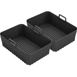 EXCITAT Tweedelig accessoire voor de airfryer - Airfryervormen - Eenvoudig schoon te maken - Wasbaar - Zwart — thumbnail 1