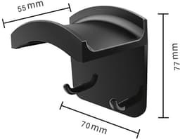 Universele hoofdtelefoonstandaard, muurbevestiging met stevige plakband, Geschikt voor Multifunctionele hoofdtelefoonstandaard voor de meeste gamingheadsets, desktop, muur, 2 stuks, zwart — thumbnail 4