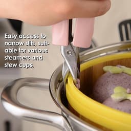 Anti-verbrandingstang van roestvrij staal, antislip tang voor verwarmingsplaat voor het optillen van de pan uit het servies van de snelkookpan, magnetron, oven, airfryer (roze) — thumbnail 4