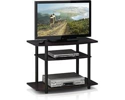 3-Tier Entertainment Center Stand voor TV - Ruimtebesparende TV Unit in Donker Walnoot