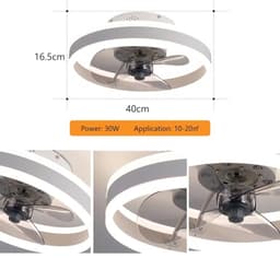 Omkeerbare plafondlamp met ventilator en afstandsbediening - Dimbaar licht en 6 snelheden - Modern design voor slaapkamer en woonkamer - Ø40 cm, 30W — thumbnail 4