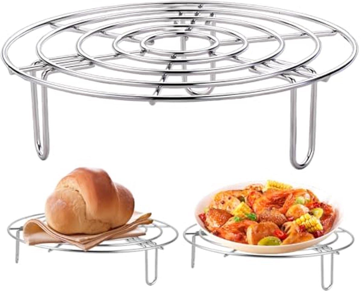 Rond roestvrij stalen stoomrek voor Air Fryer - 20 x 5,5 cm — afbeelding 1