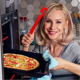 Siliconen ovenrek duw- en trekgereedschap met langere handgreep - planktrekker voor airfryer - broodrooster en oven - stok met haakgereedschap - voor kleine keukenapparaten coole keukengadgets en accessoires - 1 stuk(rood groot) — thumbnail 4