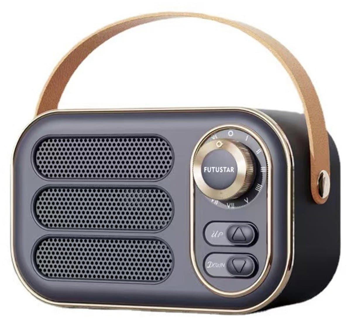 JeiibrZui Retro Bluetooth-Luidspreker - Vintage Draagbare Draadloze Luidspreker - Bluetooth 5.0 Technologie Compact 190 Gram - Zwart — afbeelding 1