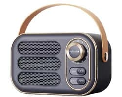 JeiibrZui Retro Bluetooth-Luidspreker - Vintage Draagbare Draadloze Luidspreker - Bluetooth 5.0 Technologie Compact 190 Gram - Zwart