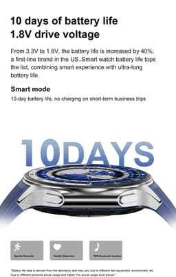 Knobbout 1.43 inch AMOLED-scherm met 3D-ontwerp Smartwatch - Slimme opnamefunctie- 4 GB interne opslag - MP4-video-ondersteuning - Nieuwste ATS3085S Gen 2-chipset - Ingebouwde kompasfunctie - Zilver staal+ bruin lederen + blauwe siliconen horlogeban — thumbnail 4