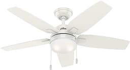 Binnenventilator met verlichting en trekschakelaar - 117 cm, 5 omkeerbare vleugels, zomer/winter gebruik, fris wit/grenen — thumbnail 5