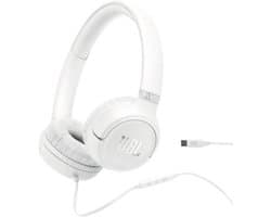 JBL Tune 530 USB-C - USB C Koptelefoon - Bedrade On-ear Headset voor iPhone 15, 16 & 17 - Met Microfoon - JBL Pure Bass - Samsung & Laptop - Wit