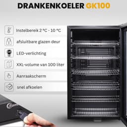 Sommertal koelkast - Stille drankkoelkast met led, touchscreen en slot - Kleine flessenkoelkast - zwart - Energieklasse F — thumbnail 6