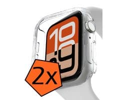 Hoes - 2 Stuks - Geschikt voor Apple Watch SE 3 (40 mm) - Sterk & Shockproof - Smartwatch Full Bumper Hoesje - Siliconen Case Cover - Transparant