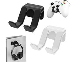 Hoofdtelefoonhouder – universele hoofdtelefoonhouder – hoofdtelefoonhouder met sterke lijm voor gaming-headset – onder de bureautafel – muur – hoofdtelefoonhouder – kantooraccessoires – zwart en wit