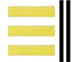 Geschikt voor Kärcher raamstofzuiger accessoires WV1 WV2 WV5 vervangingsonderdelen, 3 accessoire microvezel dweilhoezen + 2 rubberen liptrekkers, Kärcher reinigingsvervanglip vervangingsonderdelen