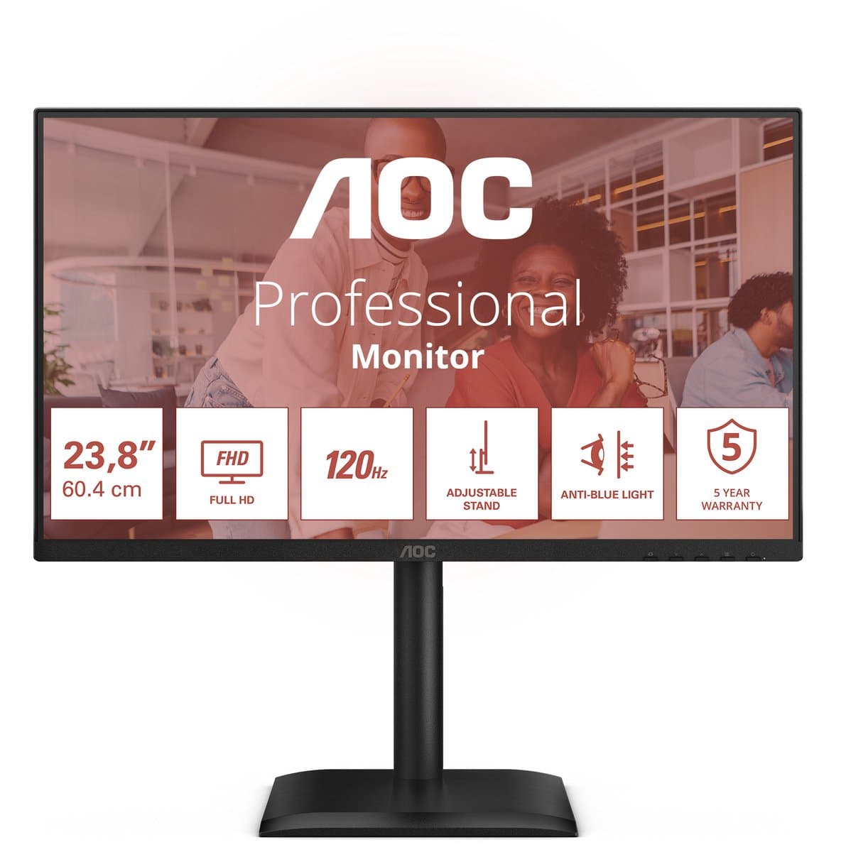 AOC E4 24E4CV computer monitor 60,5 cm (23.8") 1920 x 1080 Pixels Full HD LED Zwart — afbeelding 1